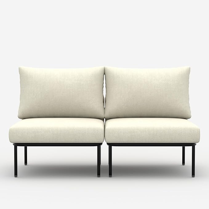 LayinSun 2 Pieces Aluminum Patio Furniture Set, Modern Modular Sectional Middle Chairs and Upgrade Thickness Cushion