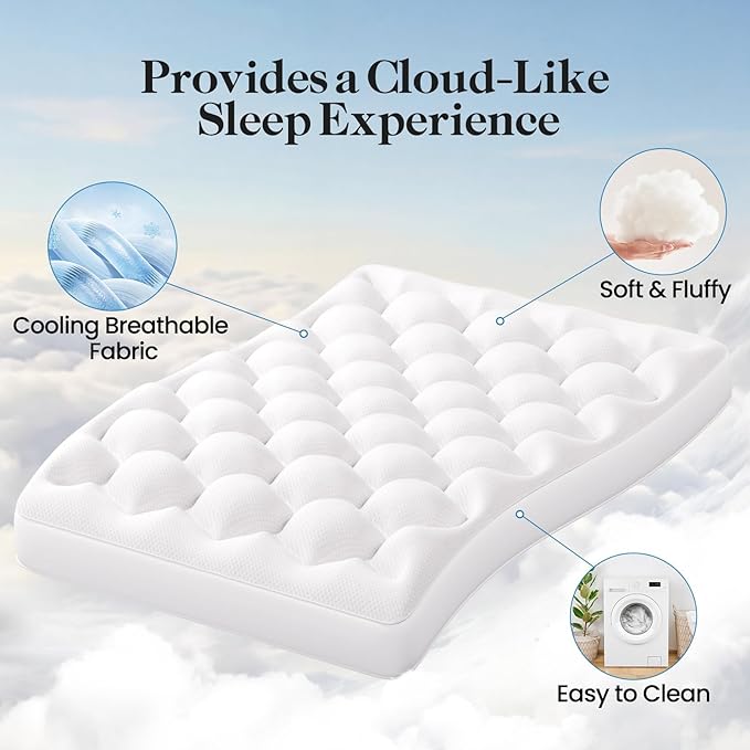 OhGeni Cooling 4 lnch Queen Size Dual Layer Mattress Topper, 2 Inch Gel Memory Foam, 2 Inch Soft Pillow Top Pad, Guest Bedroom Essentials Mattresses Cover, Extra Comfortable Sleep and Back Pain Relief