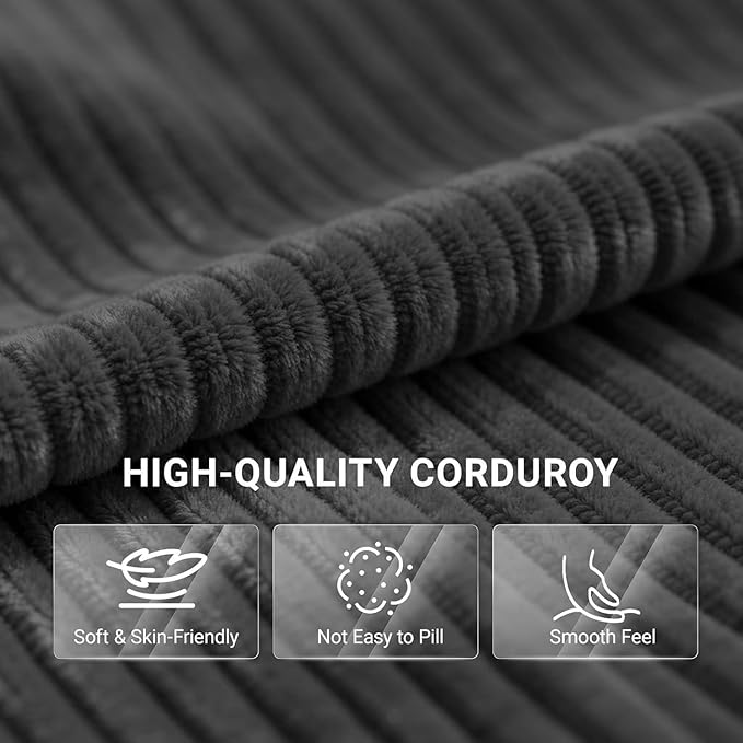 Modern L-Shaped Modular Sectional Couches for Living Room, Bedroom, Oversized 4 Seater Upholstered Boneless Sofa with Ottoman, Deep Seat, Pockets No Assembly Required (Gray) | Corduroy Sofa, High-density Foam, No Assembly Required, Sectional Couches