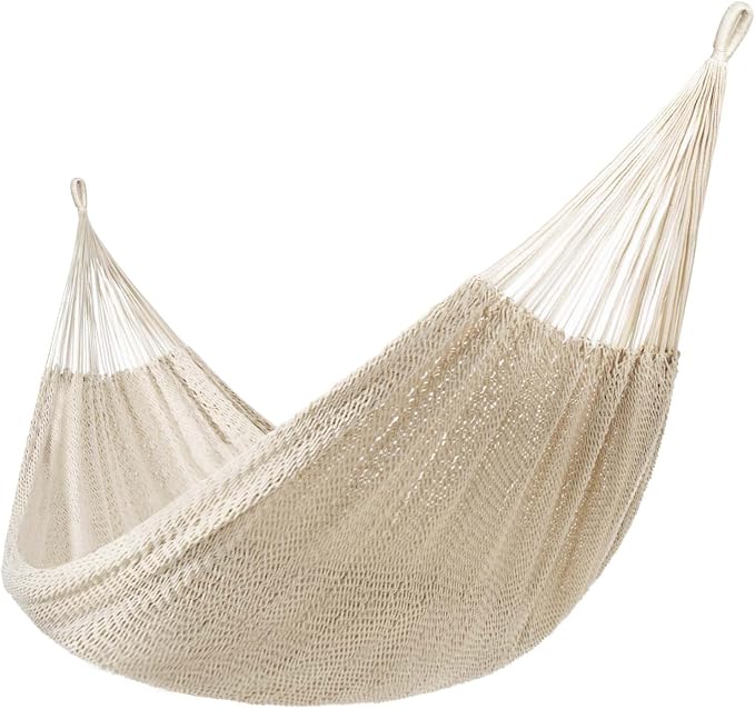 Lazy Daze Hammocks Handwoven Mayan Hammock, 10.5 FT Soft Rope Double Hammocks, Portable Outdoor Hammock with Carry Bag, 2 Straps & Carabiners for Patio Outside, 550 lbs Weight Capacity, Natural by LazyDazeHammocks
