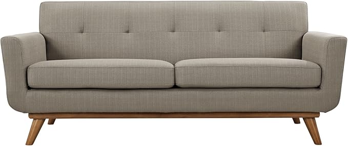 Modway Engage Mid-Century Modern Upholstered Fabric Loveseat in Granite