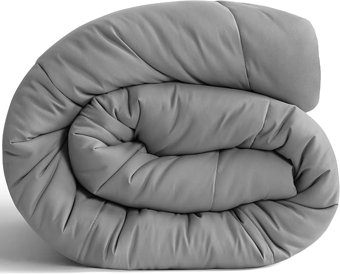 NTBAY Twin Comforter - Down Alternative Comforter Duvet Insert, All Season Bedding Quilted Duvet Insert with Corner Tabs, Machine Washable, Smoke Grey