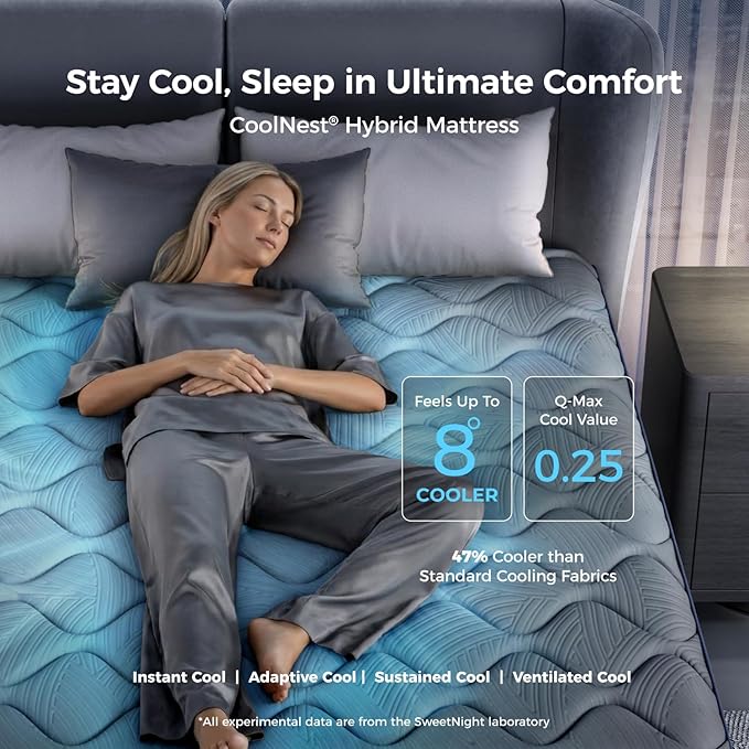 Sweetnight CoolNest 12 Inch Full Size Mattress, Hybrid Full Mattresses with DuoSense Pillow Top & Memory Foam for Feels up to 8° Cooler, Medium Firm Mattress for Pressure Relief CertiPUR-US Certified