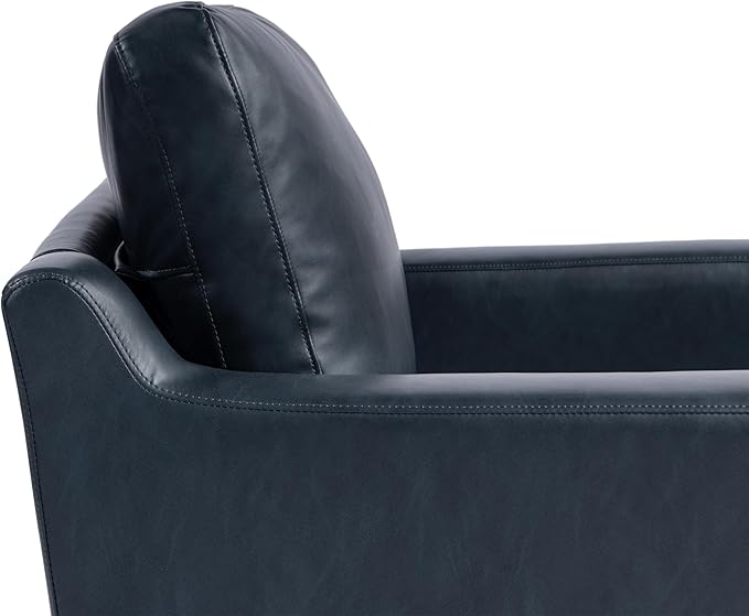 Serta Triton 55.5" Loveseat, Transitional Modern, Dreamcoil Comfort, Metal Legs, Vegan Leather, Navy Blue