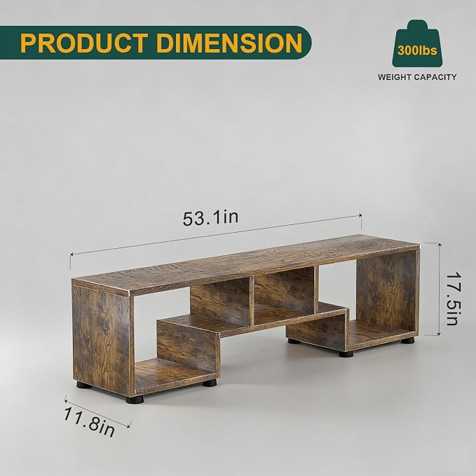 TV Stand for TVs up to 55'', Modern Entertainment Center with Storage Open Shelf, Media Console Table TV Stands for Living Room/Entrance/Sofa Cabinet, Large Capacity,Easy Installation-Amber - Image 3