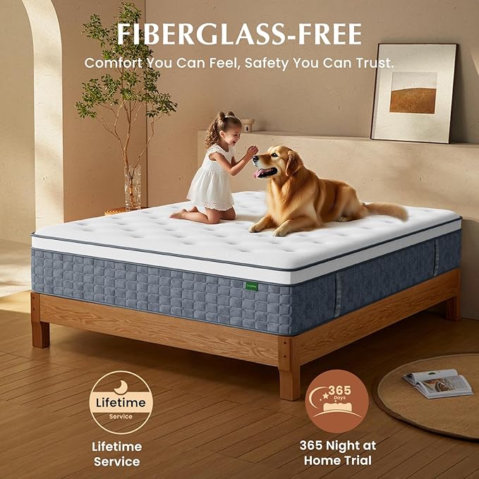 Queen Size Mattress, Medium Firm 10 Inch Hybrid Mattress Queen Size in a Box - Memory Foam & Pocket Springs for Back Pain Relief, Fiberglass Free, Motion Isolation, CertiPUR-US & OEKO-TEX Certified