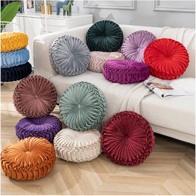 Baiyuruodie Round Velvet Pillow, Sofa Bed Bedroom Decorative Throw Pillow (38cm, Fuchsia)