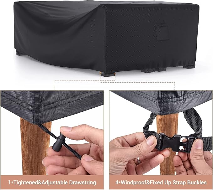 Patio Furniture Set Cover Waterproof, Mrrihand Outdoor Sectional Sofa Set Cover Heavy Duty 600D Table and Chair Set Cover 98" L× 78" W× 30" H - Image 4