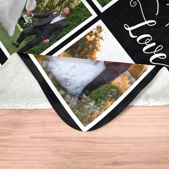 Personalized Couple Gifts for Boyfriends Girlfriends, Custom Blankets with Photos, Personalized Blanket with Photos & Text, Personalized Photo Blankets, Personalized Gifts for Valentines, Anniversary