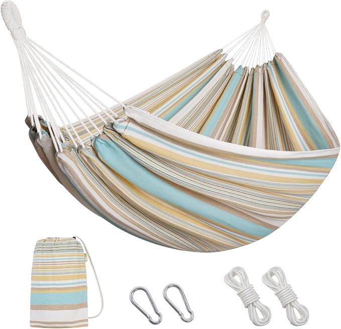 INNO STAGE 2 Persons Hammock - Brazilian Double, Portable Camping Bed for Patio, Backyard, Porch, Outdoor & Indoor Use - Soft Cotton with Carrying Bag by INNOSTAGE