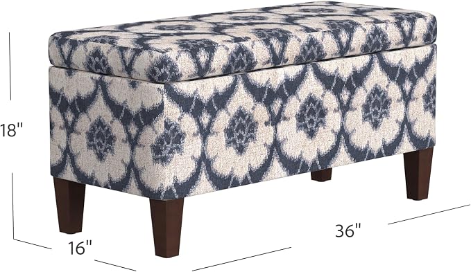 HomePop Large Decorative Storage Bench - Blue Medallion Print - Image 3