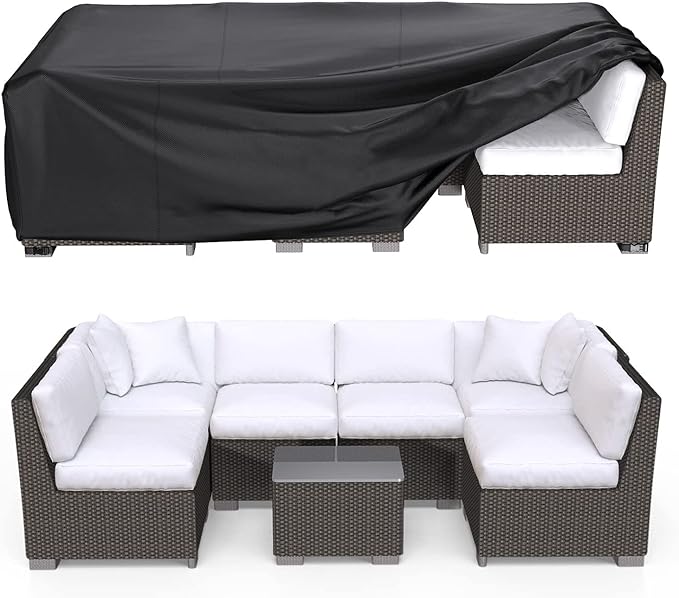 Patio Furniture Covers, Heavy Duty Outdoor Furniture Cover Waterproof, Sectional Sofa Set Cover Table and Chair Set Covers 124" L × 71" W × 29" by Brosyda
