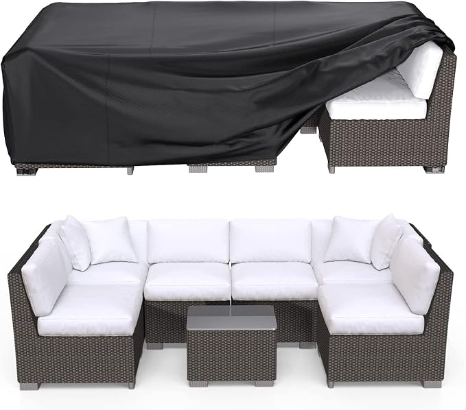 Patio Furniture Covers, Heavy Duty Outdoor Furniture Cover Waterproof, Sectional Sofa Set Covers Table and Chair Set Cover 111" L × 74" W × 28" H by Brosyda