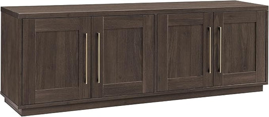 Henn&Hart TV Stand for TVs up to 75'' with 2 Concealed Storage Cabinets and Adjustable Shelves for Living Room, Family Room, or Office, Rich Brown by HennHart