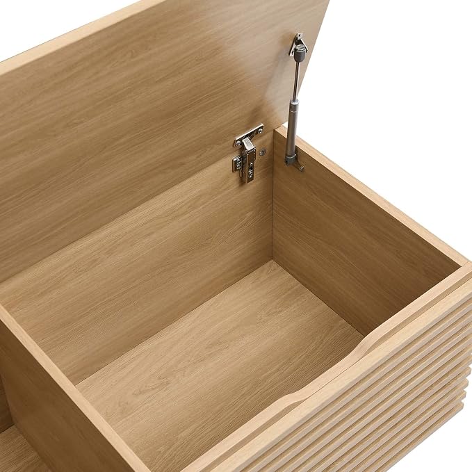 Modway Render 47" Wood Grain Storage Bench in Oak - Image 6