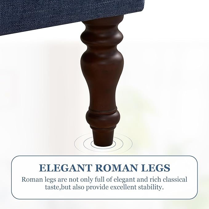HUIMO Printed Wingback Accent Chair, Linen Upholstered High Back Armchair, Comfy Reading Chair for Living Room Bedroom Study, 300lbs Weight Capacity (1, Navy Blue)