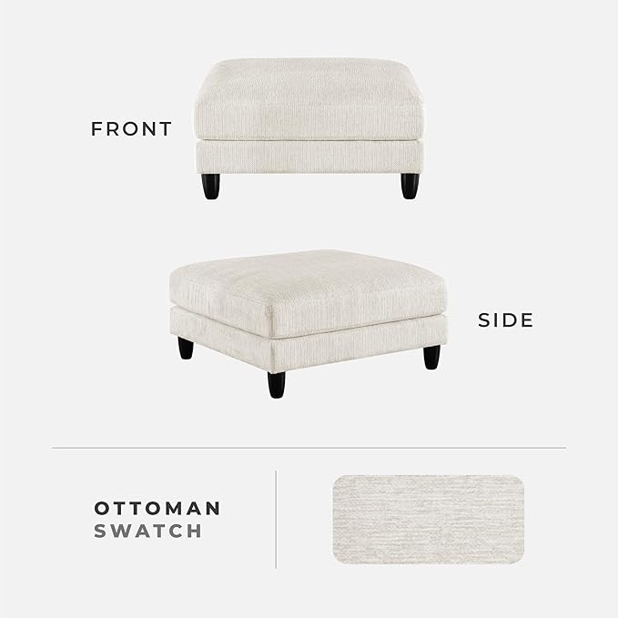 Lexicon Modern Ottoman, Foot Stools, Living Room Foot Rest, Module for Sectional Sofa, 40" Microfiber Upholstery Square Ottoman for Living Room/Bedroom, Assembled, Beige