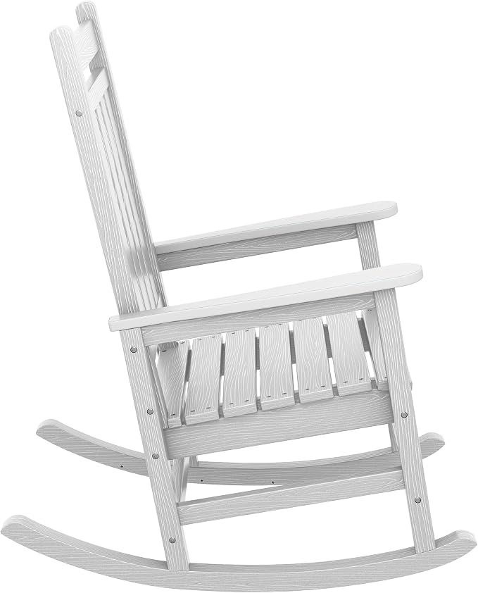 SERWALL Oversized Rocking Chair, Outdoor Rocking Chair for Adults, All Weather Resistant Porch Rocker for Lawn Garden, White - Image 9