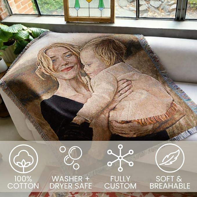 Pure Country Weavers Personalized Woven Photo Blanket - Not Printed - Custom Gift Picture Tapestry Throw 100% Cotton - Made in The USA (60x80)