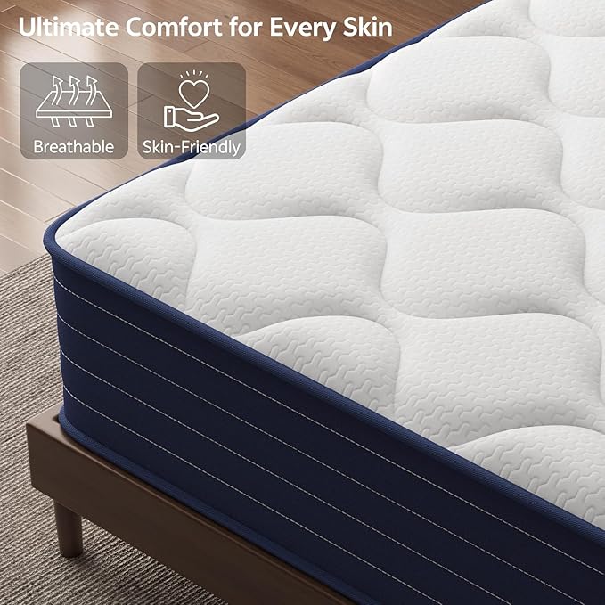 Traumliebe King Mattress, 14 Inch Hybrid Mattress with Pocket Springs and Memory Foam, Medium Firm Support, Motion Isolation, Breathable Comfort Layer, Mattress in a Box