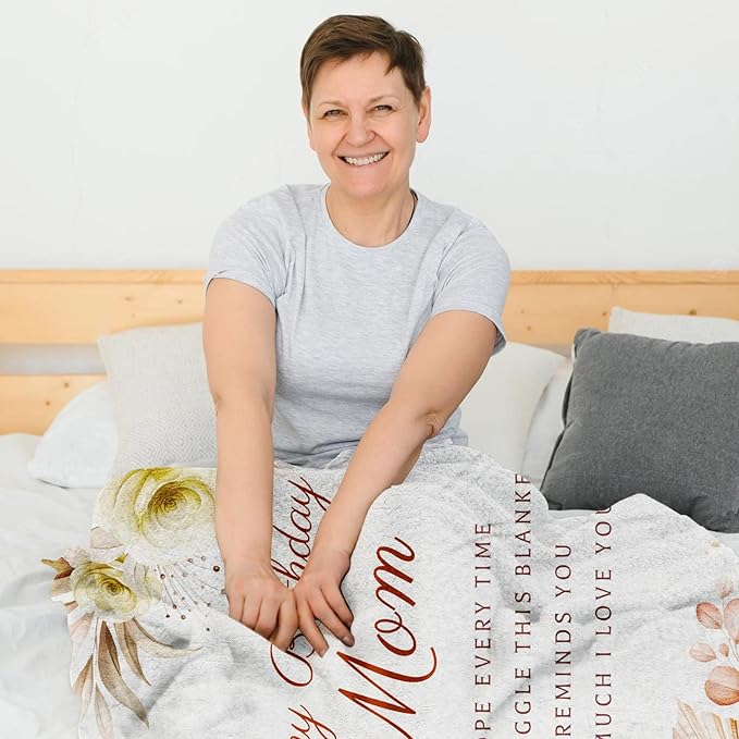 Birthday Gifts for Mom, Mom Birthday Gifts from Daughter Son, Unique Gift for Mothers Birthday, Mothers Bday Gift Fleece Blanket 60 x 50 Inch