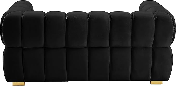 Meridian Furniture 670Black-L Gwen Collection Modern | Contemporary Velvet Upholstered Loveseat with Deep Biscuit Tufting