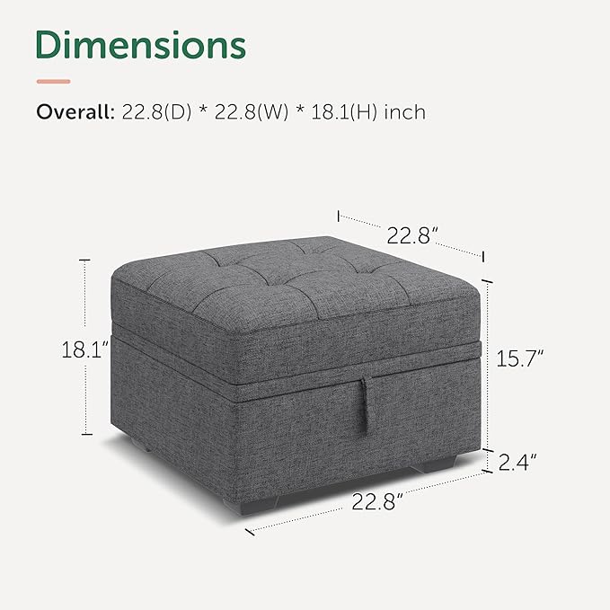 HONBAY Modular Sectional Sleeper Sofa with Pull Out Bed, Ottoman for Sectional Couch, Grey