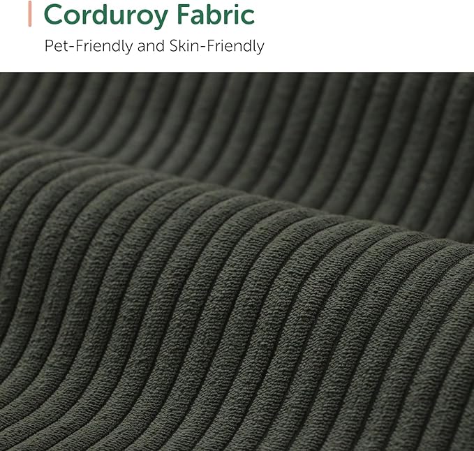 HONBAY Corduroy Sectional Sofa with Storage L-Shaped Sectional Couches for Living Room 6 Seater Sectional Sofa, Green