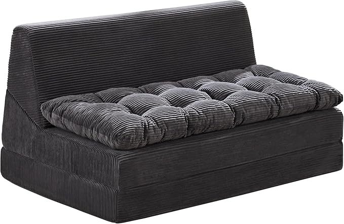 Hobestluk Sofa Couch Folding Sofa Bed Sleeper Comfy Floor Lounger Loveseat Sofa with Removable Cushion Couches Foldable Mattress for Living Room Bedroom or Office (Cordury Grey, Oversize)