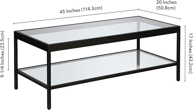 Henn&Hart 45" Wide Rectangular Rectangular Coffee Table in Blackened Bronze, Modern Rectangular Coffee Tables for living room, studio apartment essentials
