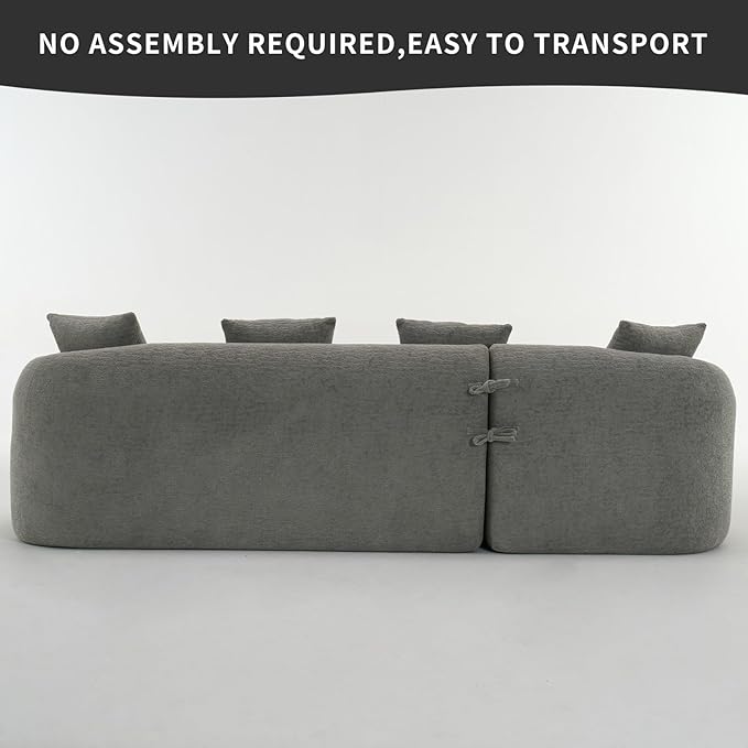 KEIKI L-Shaped Chenille Modular Sectional Couches with Chaise Lounge & 4 Pillows, 3 Seater Oversized Upholstered Luxury Plush Cloud Sofa for Living Room Apartment, Full Sponge Compression