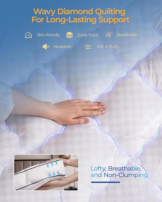 3 Inch Full Mattress Topper, Extra Thick Memory Foam Mattress Pad for Back Pain Relief, Pillow Top Mattress Topper with Breathable Air Mesh Sides, Soft Fluffy Supportive Pressure-Relieving Bed Topper