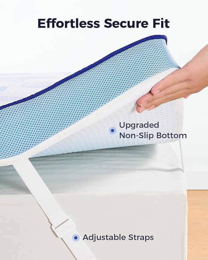 PERLECARE 3 Inch Twin Medium-Firm Memory Foam Mattress Topper, CertiPUR-US®, Cooling Bamboo Cover, Removable&Washable, Oeko-Tex Certified