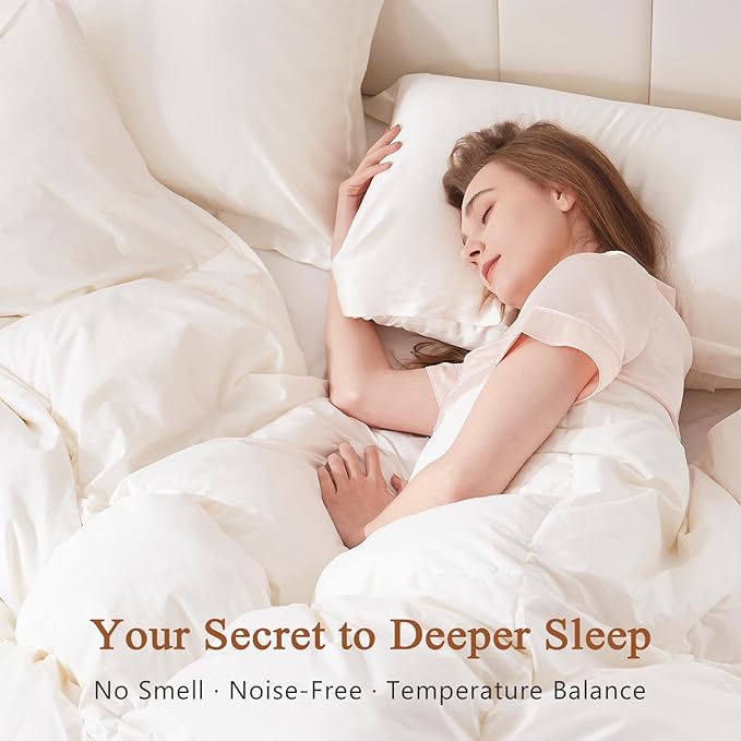 DWR Luxury Oversized King Down Comforter, 50% Real Down Filled, Ultra-Soft Cotton Blend, Medium Weight, Hotel Style Duvet Insert with Ties (120x98 Inches, White)
