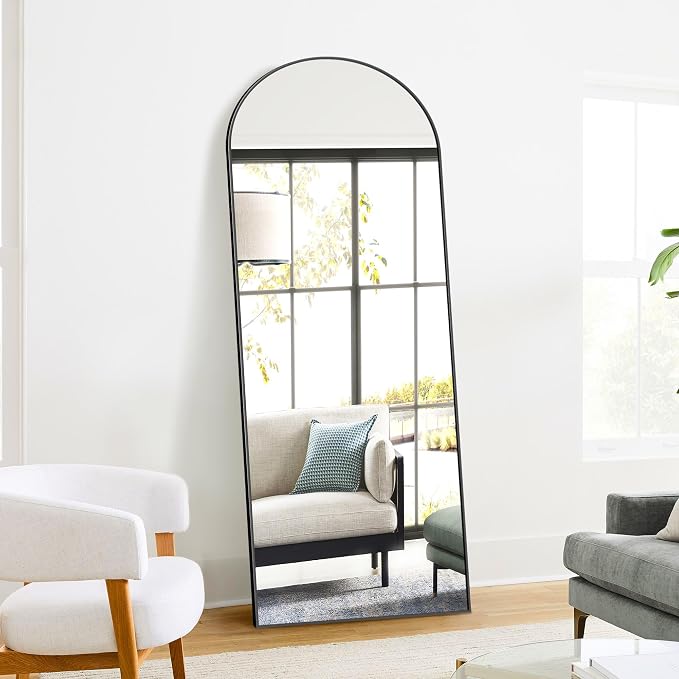 TRAHOME Full Length Arched Mirror, 70"x24" Standing Floor Full Body Mirror for Wall with Aluminum Alloy Frame for Bedroom, Living Room, Dressing Room(Black) - Image 6