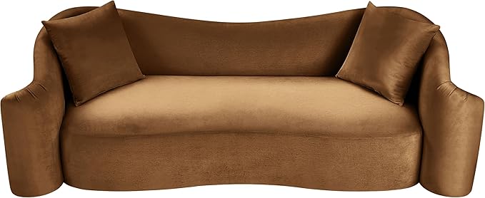 Meridian Furniture 44052Saddle-S Destin Collection Modern | Contemporary Sofa with Ultra Luxe Saddle 460 GSM Velvet, Rich Curves, 91" W x 34.5" D x 31" H, Saddle