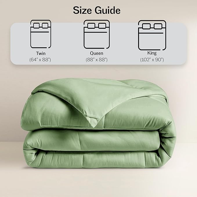 LUX Décor Queen Comforter – 88x88 Ultra-Soft Down Alternative Duvet Insert with Corner Tabs & Box Stitching, Hotel Quality Plush Microfiber Bedding, Oeko-TEX Certified - Sage