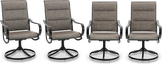 PHI VILLA Swivel Outdoor Chairs Set of 4, All Weather Mesh Fabric Patio Dining Chair with Padded Textilene & E-Coating Metal Frame for Deck Lawn Garden by PHIVILLA