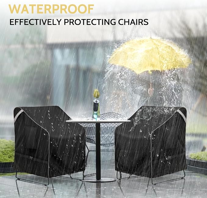 COSFLY Outdoor Patio Chair Covers Waterproof, Heavy-Duty UV-Resistant Furniture Covers, Adjustable Fit with Buckle Straps, Fits Chairs up to 36" W x 37" D x 36" H (2-Pack, Black) - Image 5