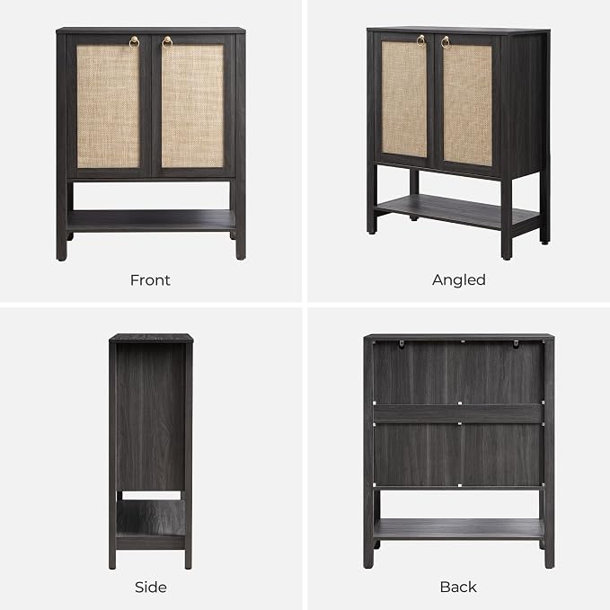 SICOTAS Shoe Cabinet with Storage - 3 Pieces Farmhouse Boho Shoe Organizer with Rattan Doors & Shelves, 5 Tier Free Standing Shoe Rack Storage Cabinet for Entryway, Hallway, Foyer, Closet (Obsidian) - Image 9