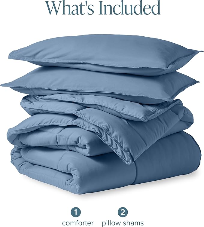 Bare Home Comforter Set - King/California King Size - Ultra-Soft - Goose Down Alternative - Premium 1800 Series - All Season Warmth (King/Cal King, Coronet Blue)