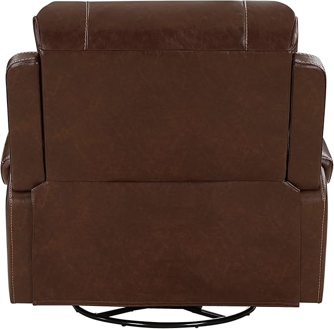 Lexicon Monet Breathable Faux Leather Swivel Glider Reclining Chair, Brown
