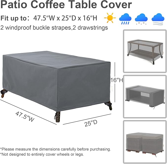 Patio Furniture Covers,Outdoor Furniture Cover Waterproof,Patio Furniture Set Covers for 4 Piece Outdoor Conversation Set,Patio Covers Set-XX-Large (Grey) - Image 7