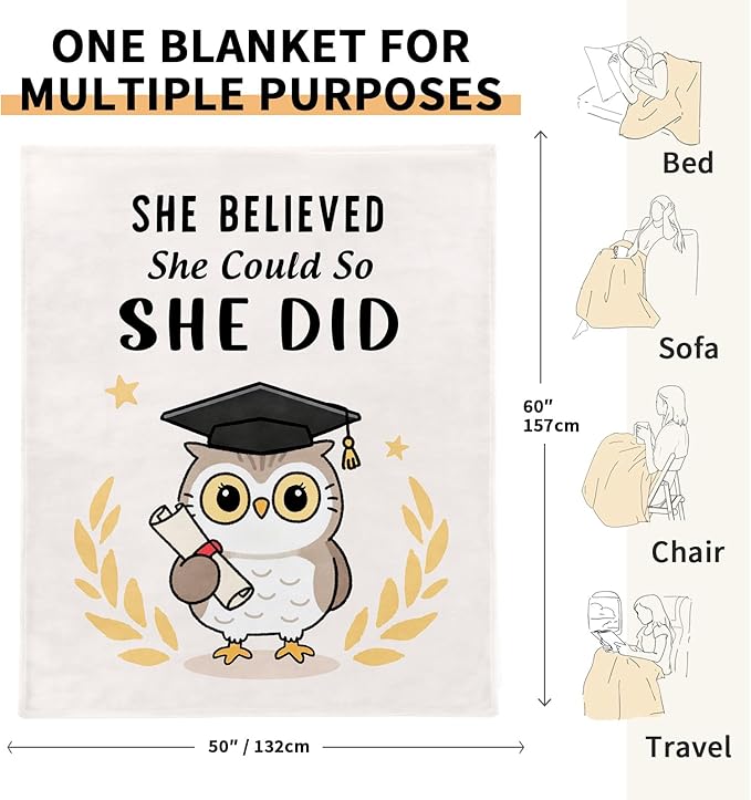 Graduation Gift for Her 2026, Flannel Soft Graduation Blanket for Women Decor - High School College Graduations Gifts for Women, Congratulation Masters Degree Phd Graduates - 50" x 60"