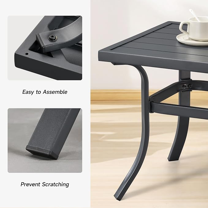 ONBRILL Small Metal Outdoor Coffee Side Table, Steel Coffee Tables for Patio, Outside, Garden, Balcony, Backyard and Living Room, Rectangle, Grey - Image 7