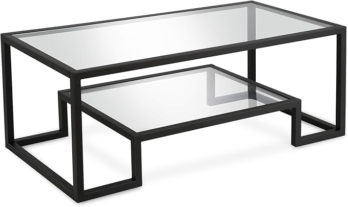 Henn&Hart 45" Wide Rectangular Coffee Table in Blackened Bronze, Modern coffee tables for living room, studio apartment essentials