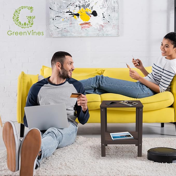 GREENVINES Outdoor Rocking Chair Set | 3-Piece | Dark Brown Wood Grain | 2 Rocking Chairs with 1 Side Table | Porch Rocker | HDPE Plastic | Patio Furniture Sets - Image 8
