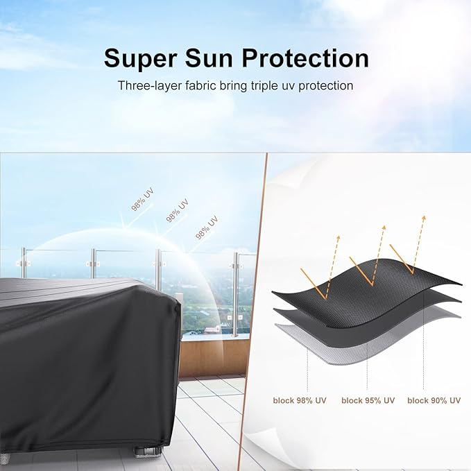 Mrrihand Patio Furniture Set Cover Waterproof, Outdoor Sectional Sofa Set Cover Heavy Duty 600D Table and Chair Set Cover 62" L× 42" W× 28" H - Image 8
