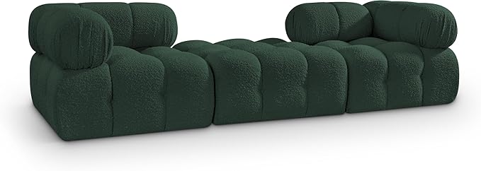 Meridian Furniture 611Green-S102D Ames Collection Modern | Contemporary Modular Sectional with Rich Green Boucle Fabric, Modular to Create Infinite Configurations, 102" W x 34" D x 28" H, Green