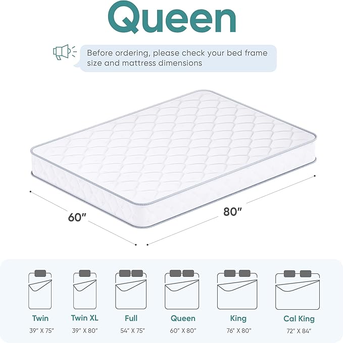 ETONEX 8 Inch Queen Hybrid Innerspring Mattress Gel Memory Foam and Spring Mattress in a Box Medium Firm CertiPUR-US Certified Foam (Queen, 8in)